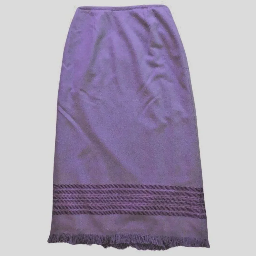 VTG Cherokee Wrap Fringed Blanket Skirt Womens Size 10 Cotton Flannel Lined Boho